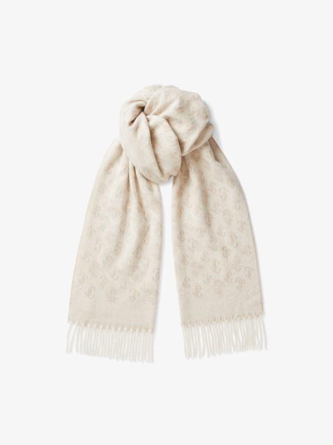 JIMMY CHOO Belen
Latte Cashmere and Wool Scarf with JC Monogram Repeat Pattern