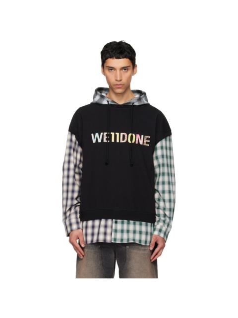 We11done Black 'WE11DONE' Patchwork Layered Hoodie