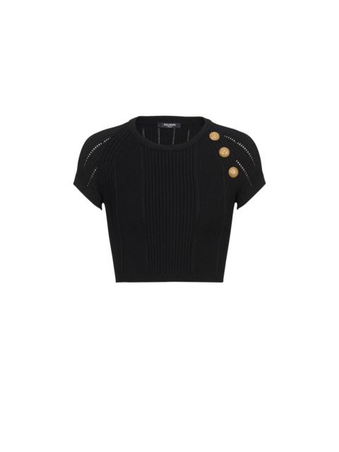 Balmain 3-button fine knit top