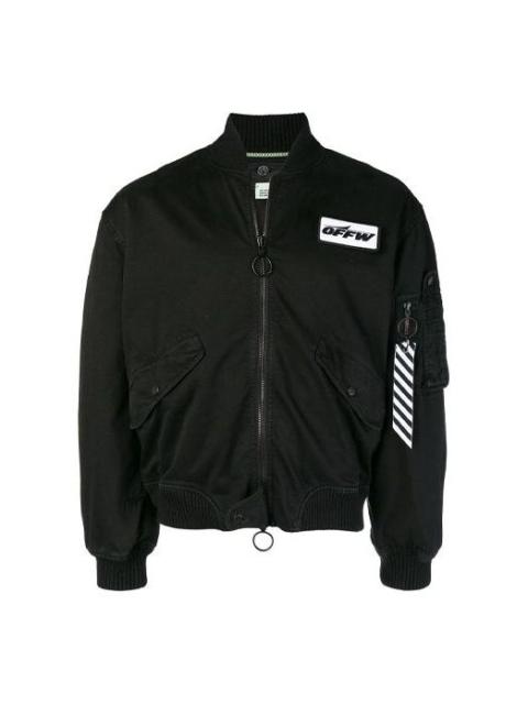 【送料&関税込】Off-White Black Nylon Blend Bomber Jacket Off-White Bomber jacket in black