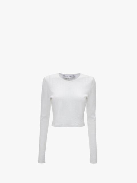 JW Anderson LONG-SLEEVE CROPPED TOP WITH ANCHOR EMBROIDERY