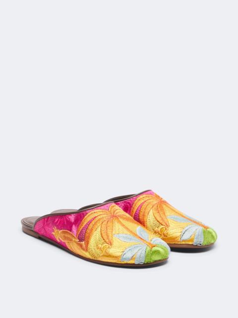 FARM RIO Leather-trimmed mules