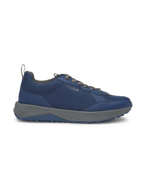 HUGO MIXED-MATERIAL TRAINERS WITH LOGO-TAPE TRIM