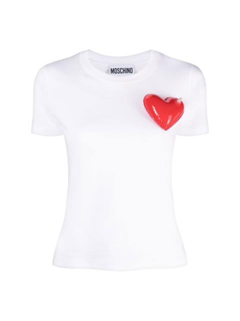 heart-patch cotton T-shirt