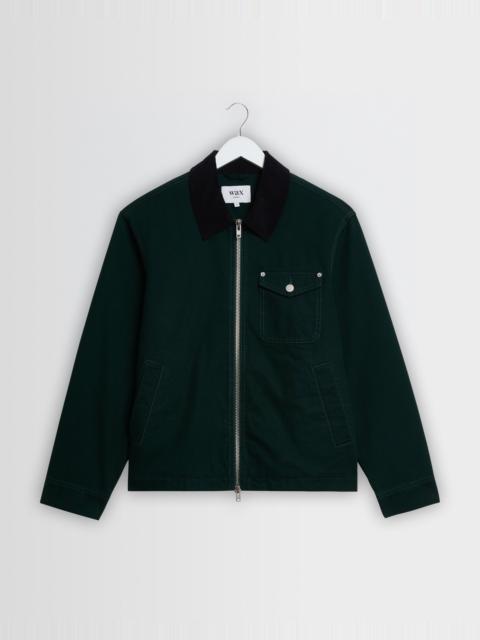 Wax London Mason - Dark Green Peached Canvas Work Jacket