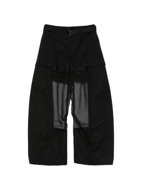 sacai cargo-pocket sheer-detail trousers