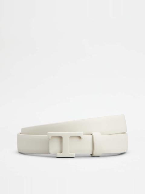 Tod's T TIMELESS REVERSIBLE BELT IN LEATHER - WHITE