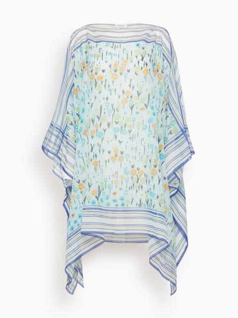 Lanvin Small Flowers Kaftan in Light Blue/White