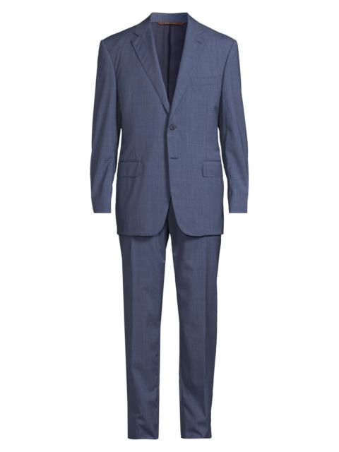 Canali Men's Textured Wool Single-Breasted Suit - Blue