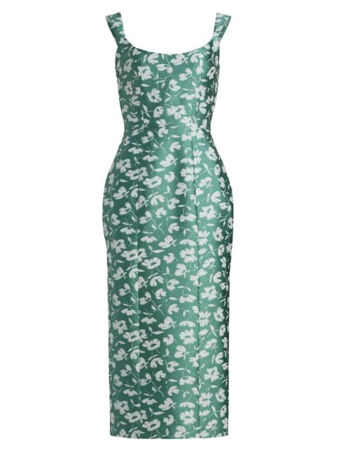 markarian Women's Numa Floral Brocade Scoopneck Corset Midi-Dress - Green White