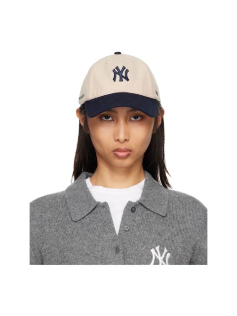 Sporty & Rich Off-White & Navy '47 Edition Yankees Serif Wool Cap