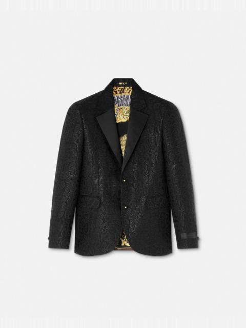 VERSACE Leopard Jacquard Single-Breasted Blazer