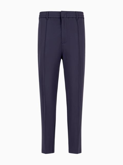 EMPORIO ARMANI Travel Essentials trousers in a viscose jersey blend with ribs and elasticated waist