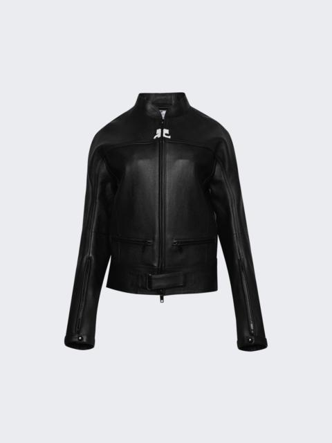 courrèges Scuba Leather Bomber Jacket Black
