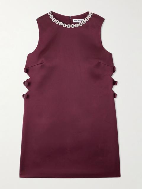 self-portrait Cutout embellished satin mini dress Burgundy