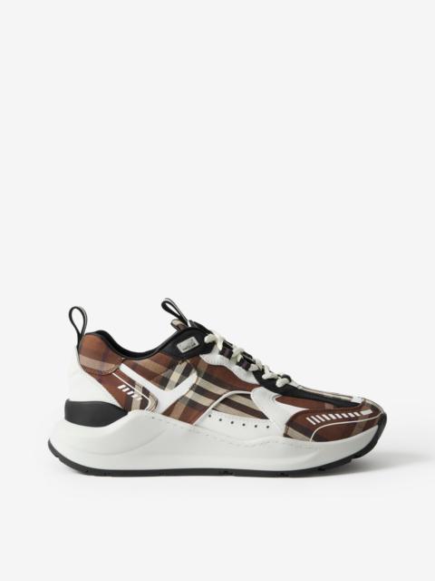 Burberry Vintage Check Cotton and Leather Sneakers