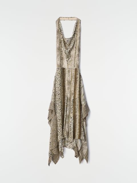 Lemaire PRINTED PANELED DRESS IN FEATHER PRINTED VISCOSE