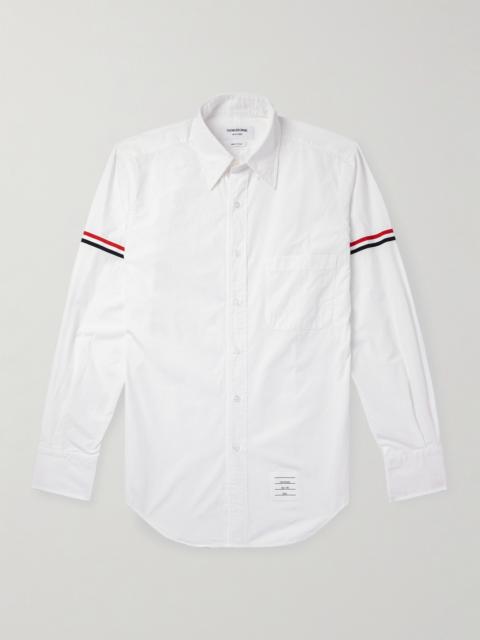 Thom Browne Button-Down Collar Grosgrain-Trimmed Cotton-Poplin Shirt