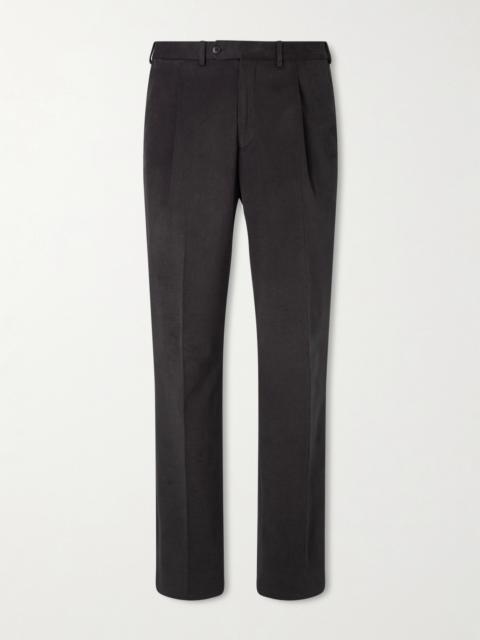 SAMAN AMEL Amo Straight-Leg Brushed Cotton-Blend Twill Sui Trousers