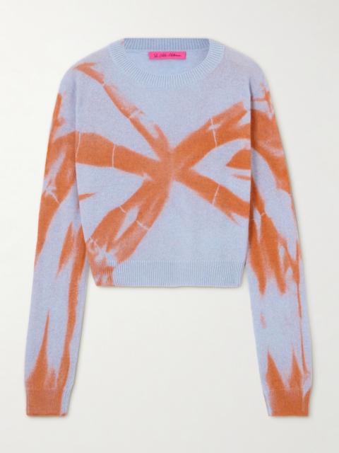 The Elder Statesman Mythic Cropped Tie-dyed Tranquility Cashmere Sweater
