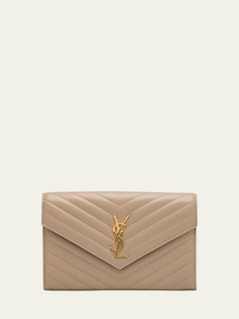 YSL Monogram Large Wallet on Chain in Smooth Leather
