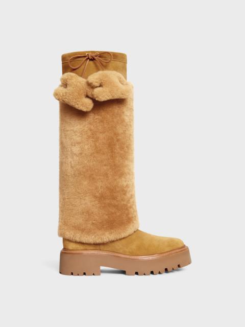 CELINE CELINE BULKY HIGH BOOT WITH TRIOMPHE TASSELS in SHEARLING AND SUEDE CALFSKIN