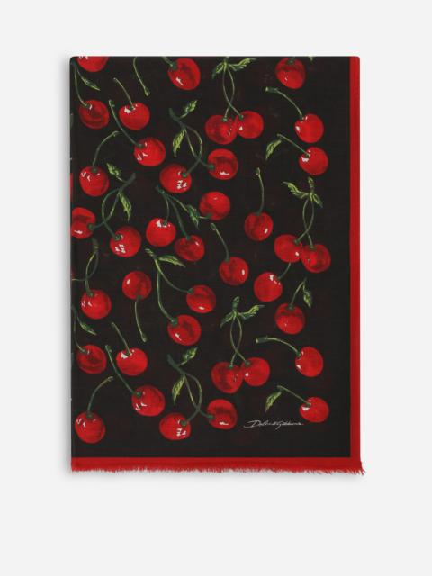 Dolce & Gabbana Cherry-print cashmere and modal scarf (135x200)