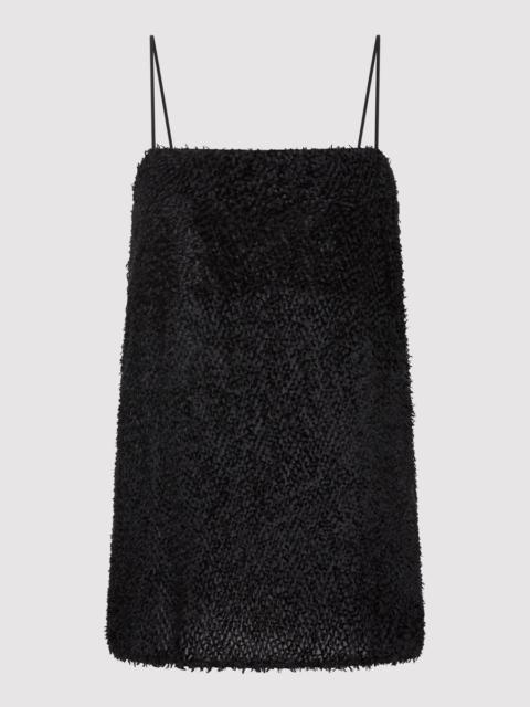 ST. AGNI Feathered Silk Cami - Black