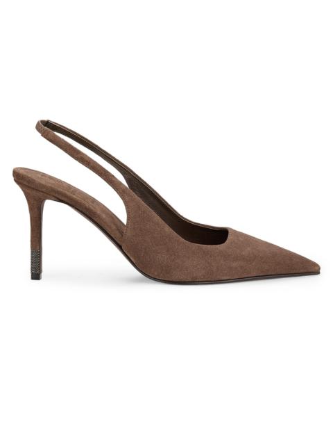 Brunello Cucinelli Women's 100MM Suede Slingback Pumps - Honey