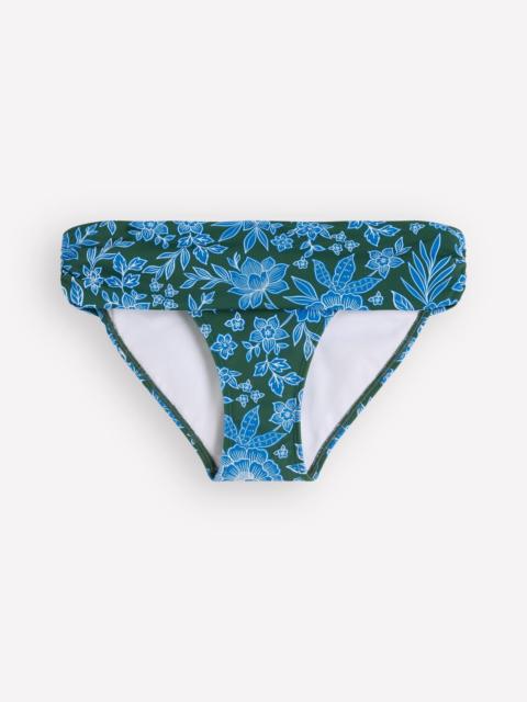BODEN Classic Fold Bikini Bottoms-Dark Green, Ocean Blossom
