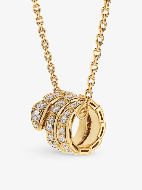 Serpenti Viper 18ct yellow-gold and 0.63ct round-cut diamond pendant necklace