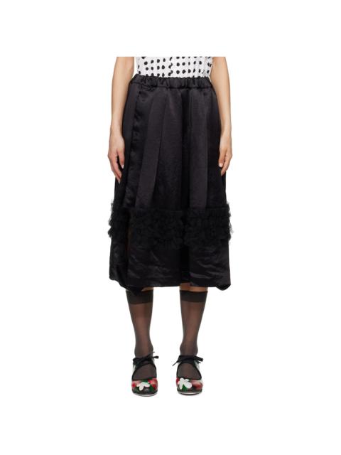 Black Cut Out Ruffle Midi Skirt