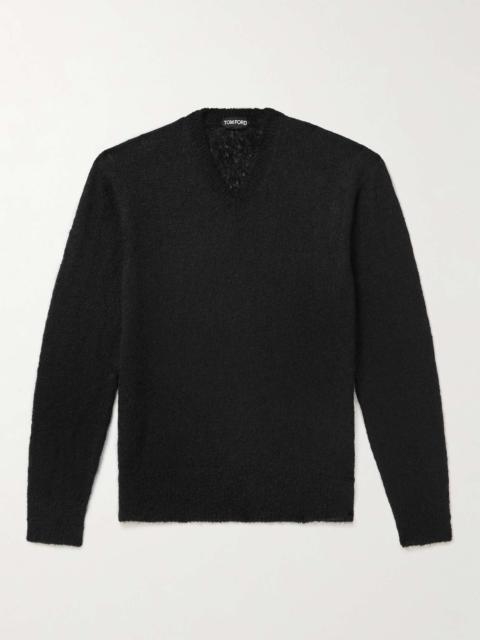 Open-Knit Brushed Mohair-Blend Sweater
