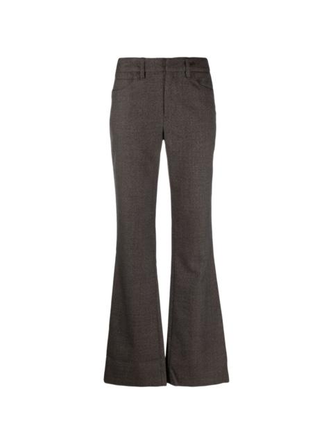 tailored flared wool trousers