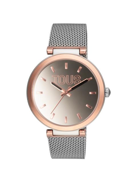 TOUS Analog Watch with steel bracelet and aluminum case in rose-colored IPRG TOUS S-Mesh Mirror