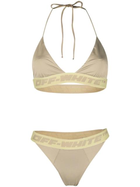 Off-White logo-band bikini set