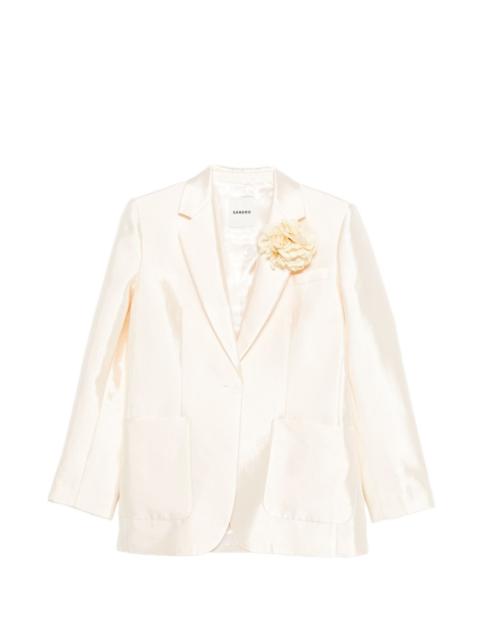 Sandro Myrella floral-appliqué front-pocket blazer
