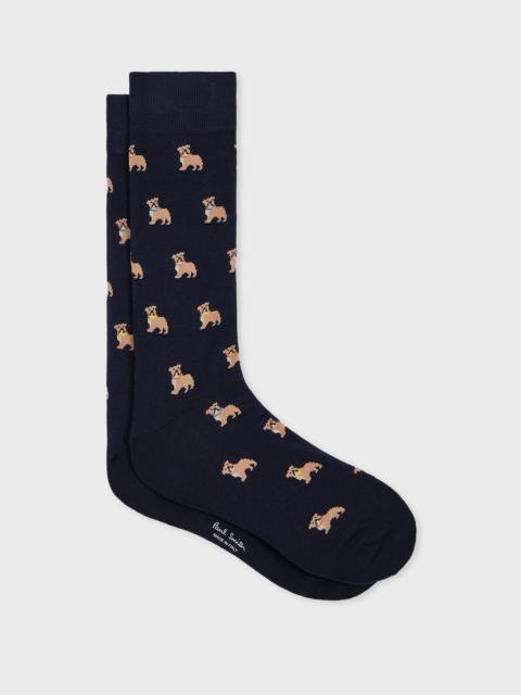 Paul Smith Dark Blue Cotton-Blend 'Bulldog' Socks