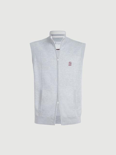 Brunello Cucinelli Cotton and silk French terry double knit vest with logo