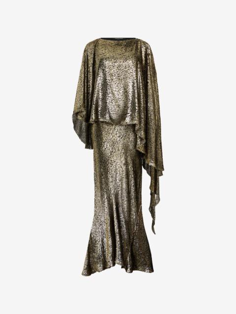 Roberto Cavalli Asymmetric Gold Lamé Dress