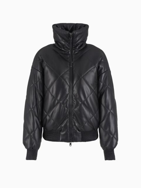 Leather-look, quilted full-zip blouson