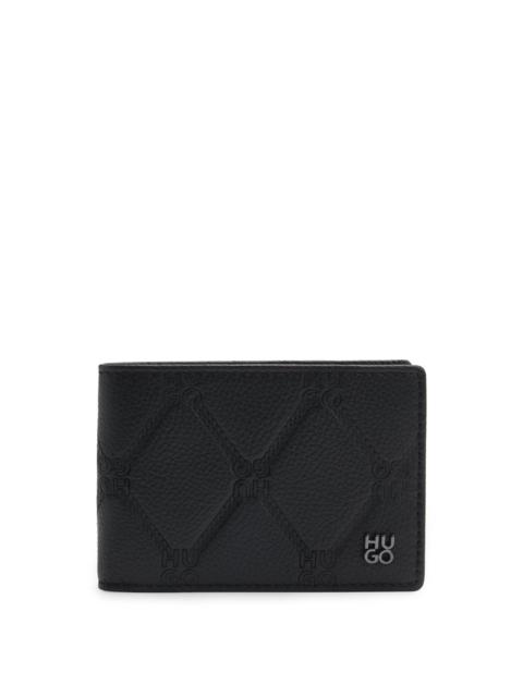 HUGO NAPPA-LEATHER WALLET WITH ALL-OVER STACKED LOGOS