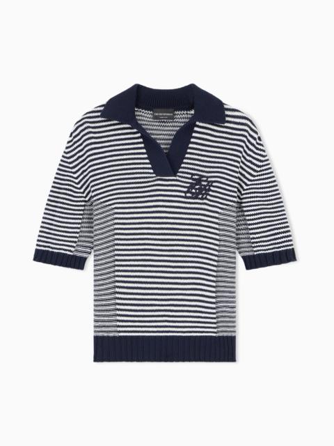 EMPORIO ARMANI STRIPED POLO COLLAR SHIRT SIGNATURE CAPSULE