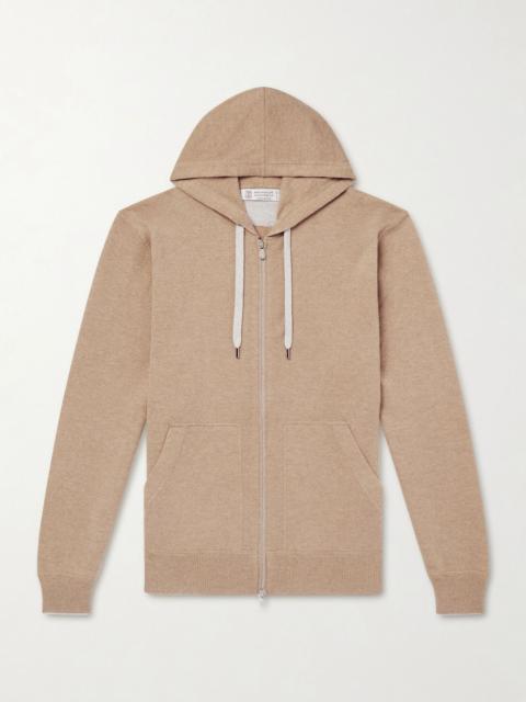 Brunello Cucinelli Cashmere Zip-Up Hoodie Beige