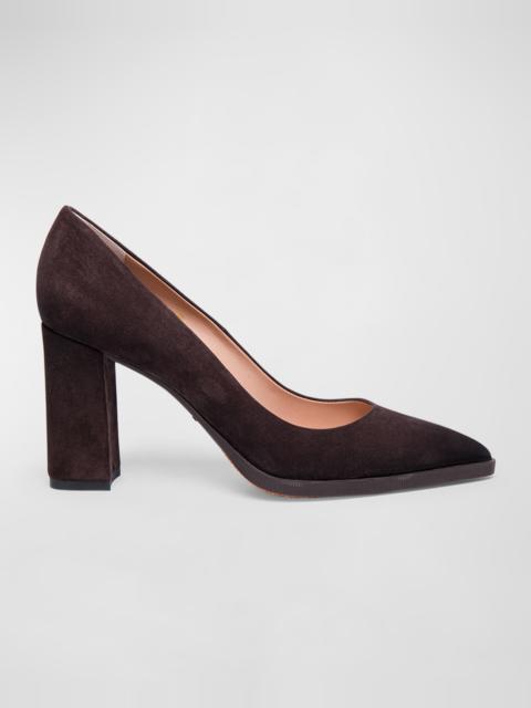 Santoni Estelle Suede Block-Heel Pumps