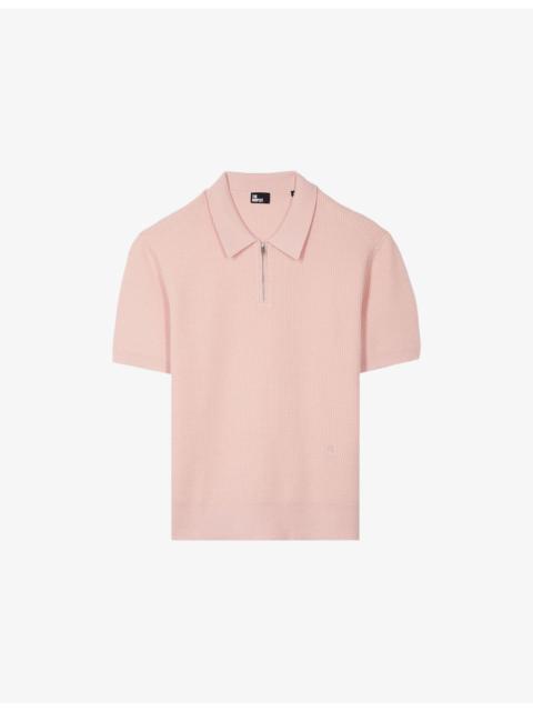 The Kooples Zipped-Neck Short-Sleeve Knitted Polo