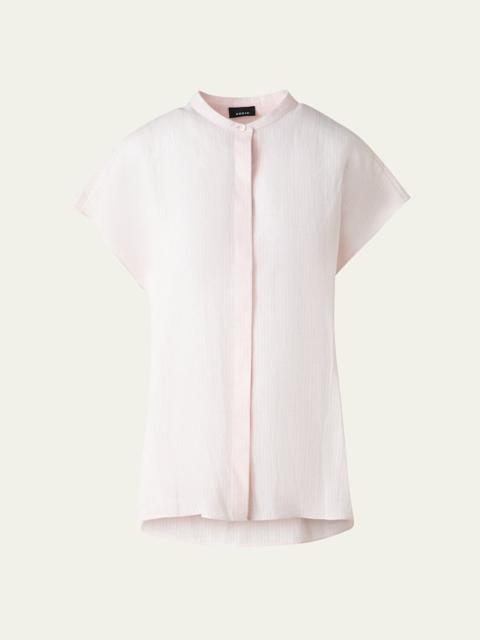 AKRIS Linen Voile Button-Front Blouse