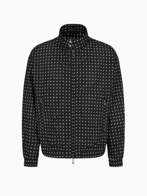 Nylon zip-up blouson with all-over print