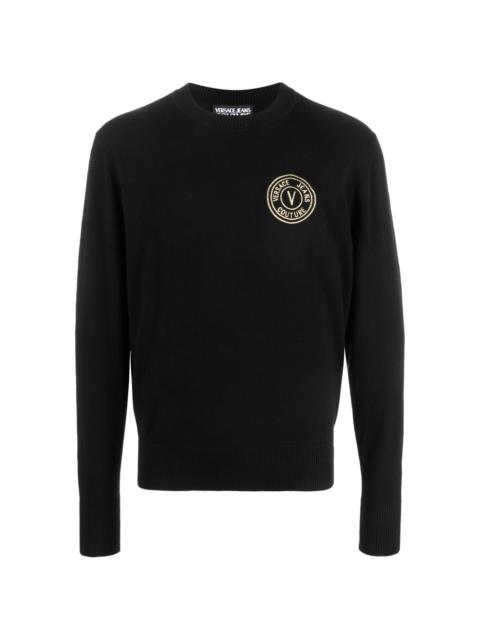 VERSACE JEANS COUTURE embroidered-logo knit jumper