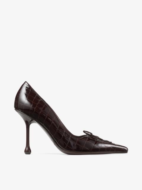 JIMMY CHOO Scarlett 95
Sambuco Shiny Croc Embossed Leather Pumps
